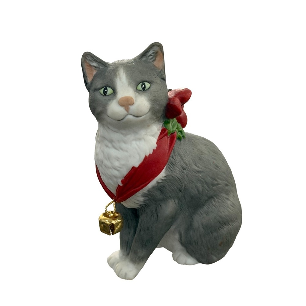 Cat Ornament Porcelain 1989 Noelle Hallmark Keepsake Collector's Club 3.75" Tall